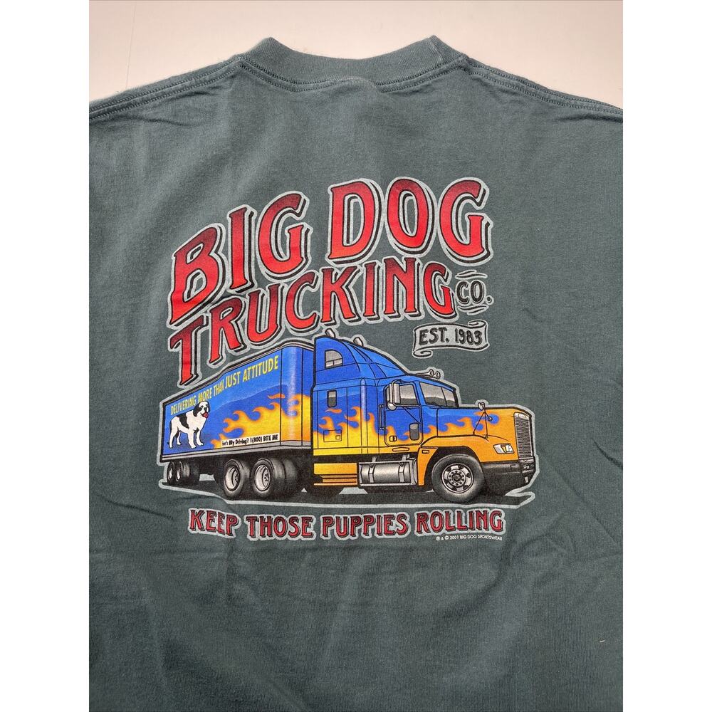 big dog shirts Men Sz S / M Trucking Keep Those Puppies Rolling 2001 Vtg Semi